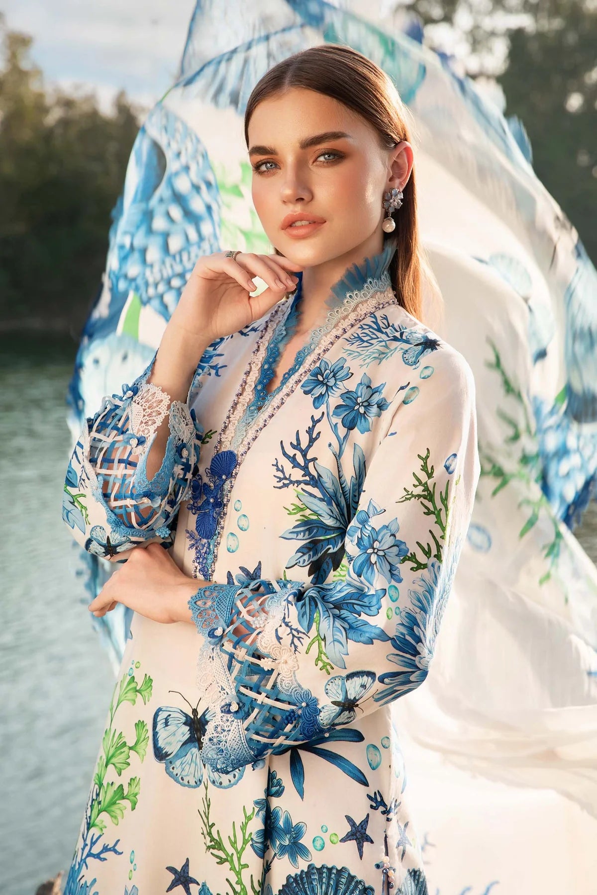 3 Piece Unstitched Printed Lawn Suit | Z.Z-2510-B