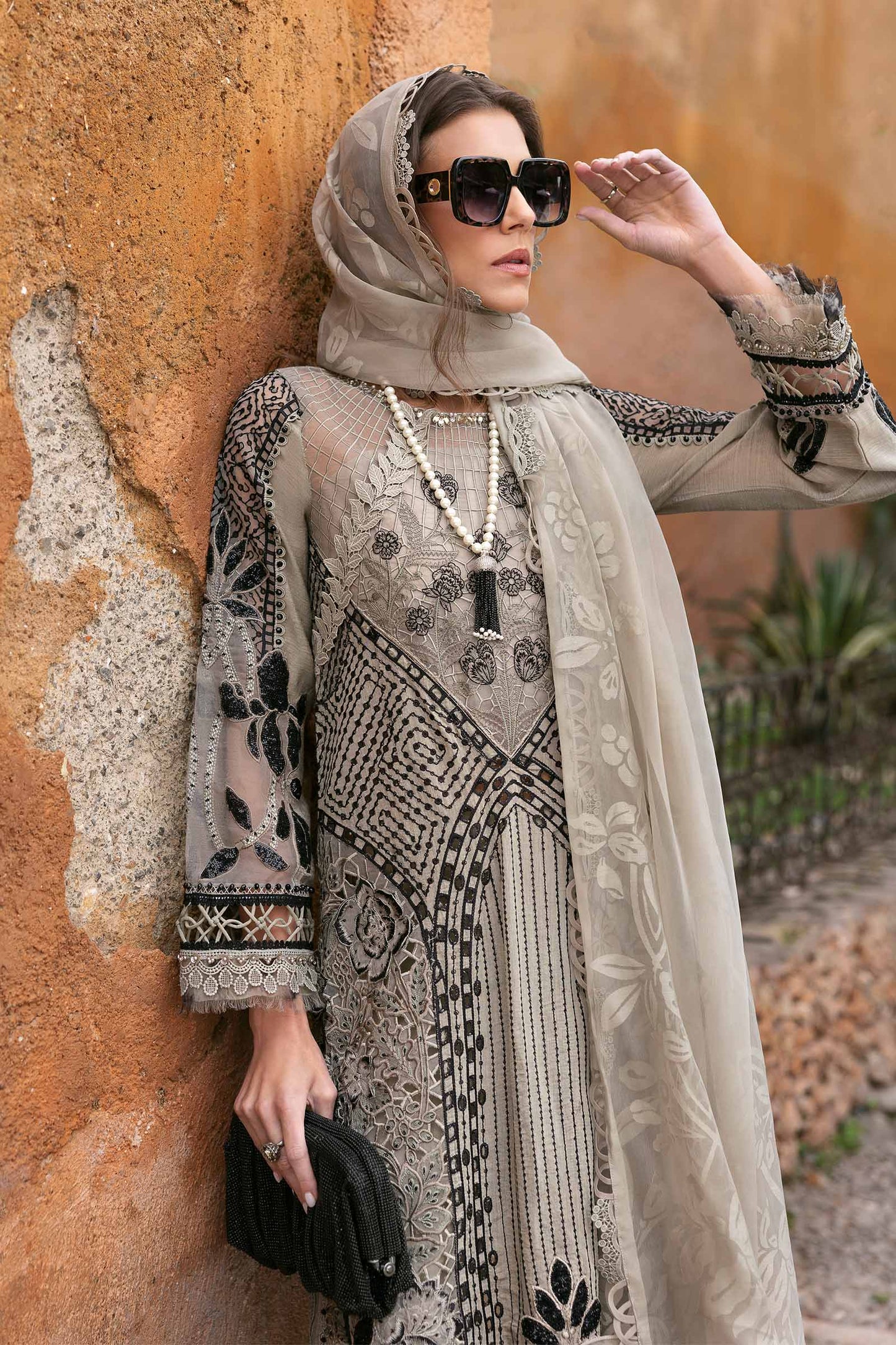 3 Piece Unstitched Embroidered Paper Cotton Suit | D-2510-By Zeenat Zara