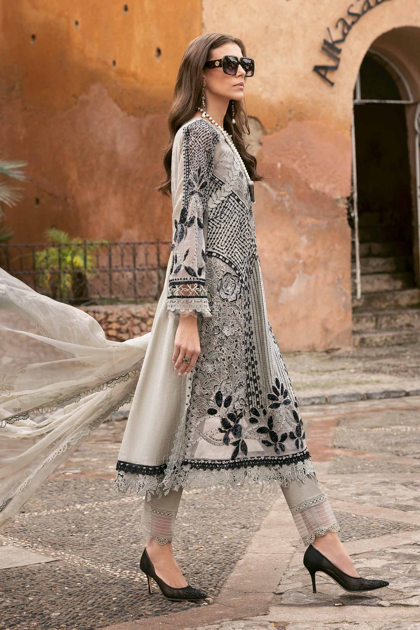 3 Piece Unstitched Embroidered Paper Cotton Suit | D-2510-By Zeenat Zara
