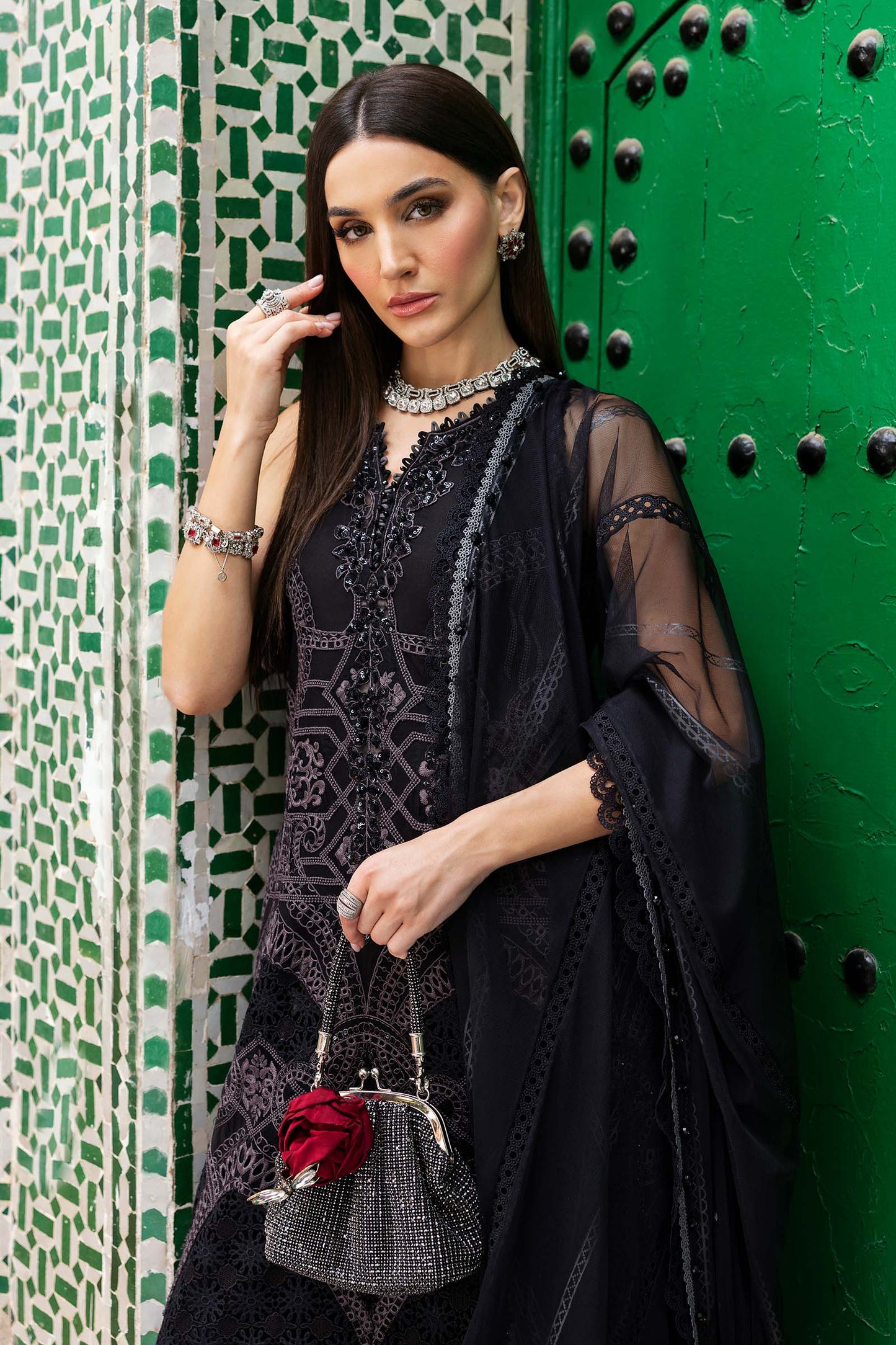 3 Piece Unstitched Embroidered Lawn Suit | D-2512-By Zeenat Zara
