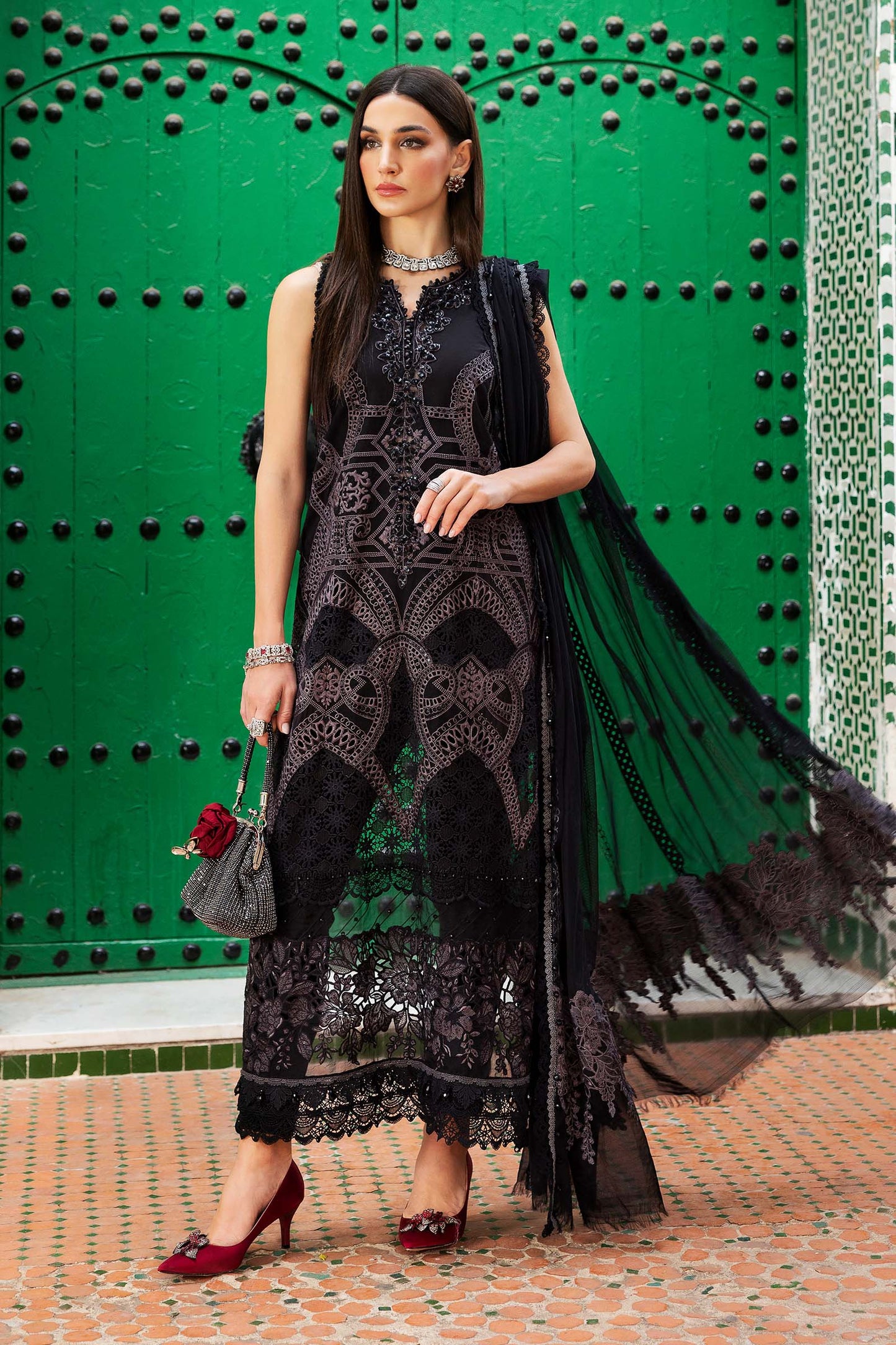 3 Piece Unstitched Embroidered Lawn Suit | D-2512-By Zeenat Zara