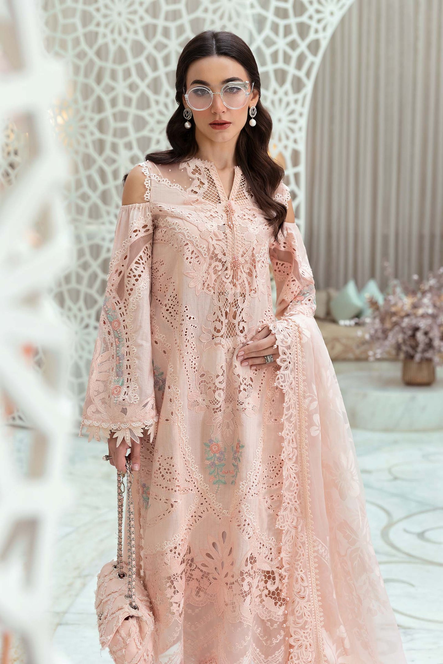 3 Piece Unstitched Embroidered Dobby Lawn Suit | D-2513-By Zeenat Zara