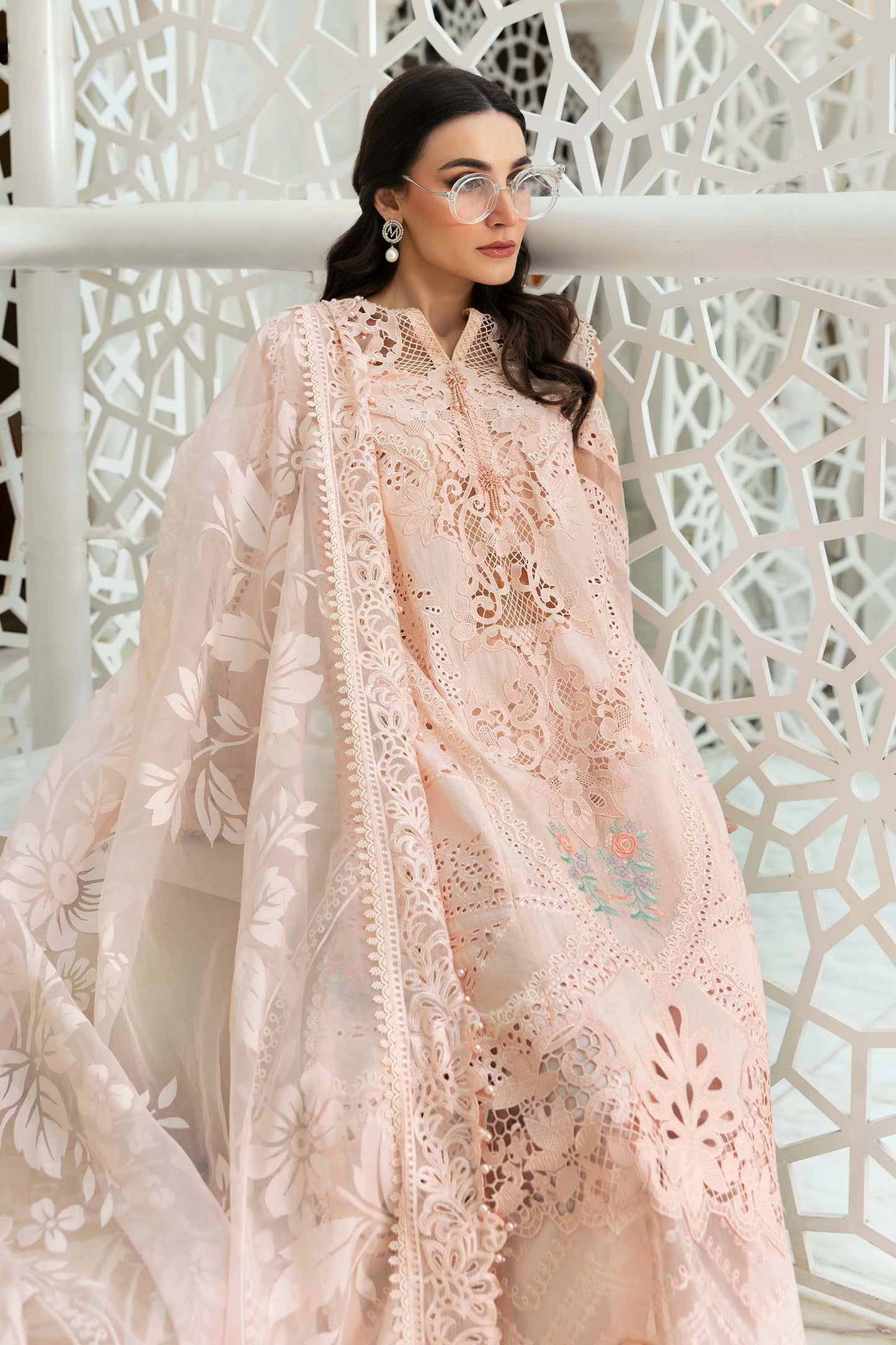 3 Piece Unstitched Embroidered Dobby Lawn Suit | D-2513-By Zeenat Zara