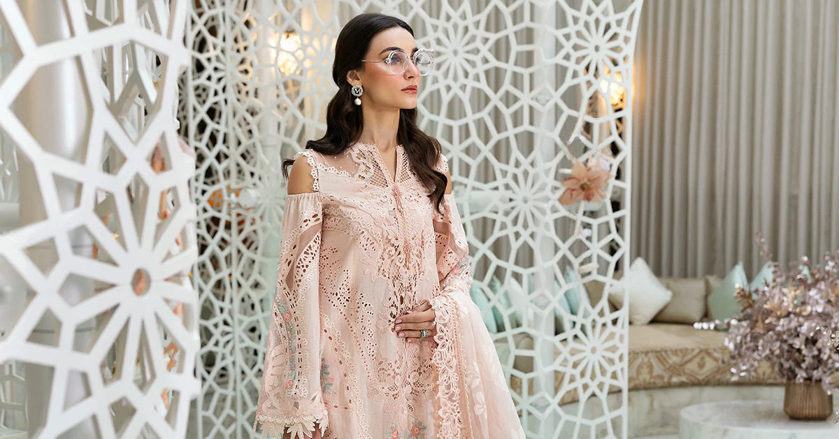 3 Piece Unstitched Embroidered Dobby Lawn Suit | D-2513-By Zeenat Zara