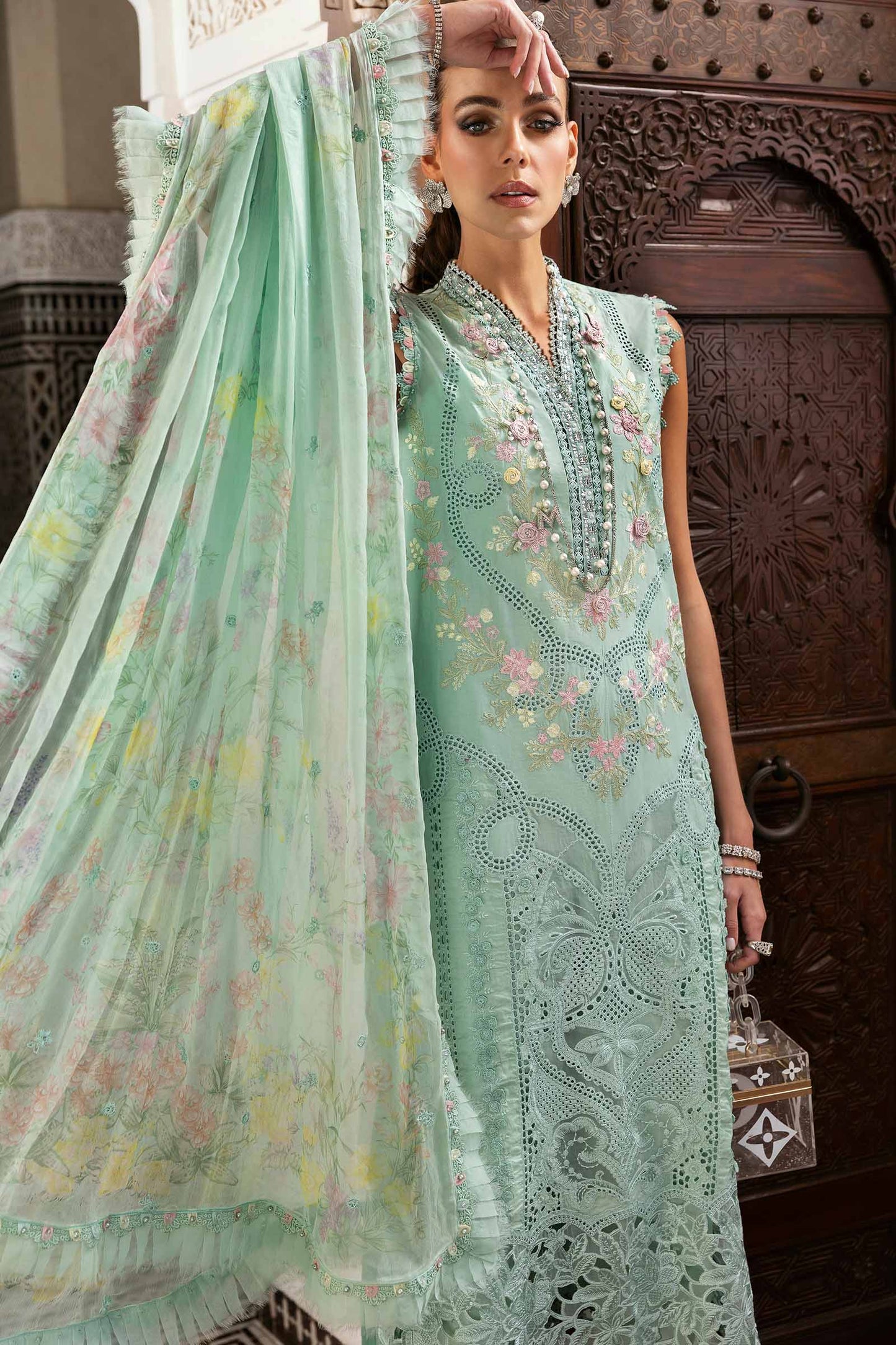 3 Piece Unstitched Embroidered Lawn Suit | D-2514-By Zeenat Zara