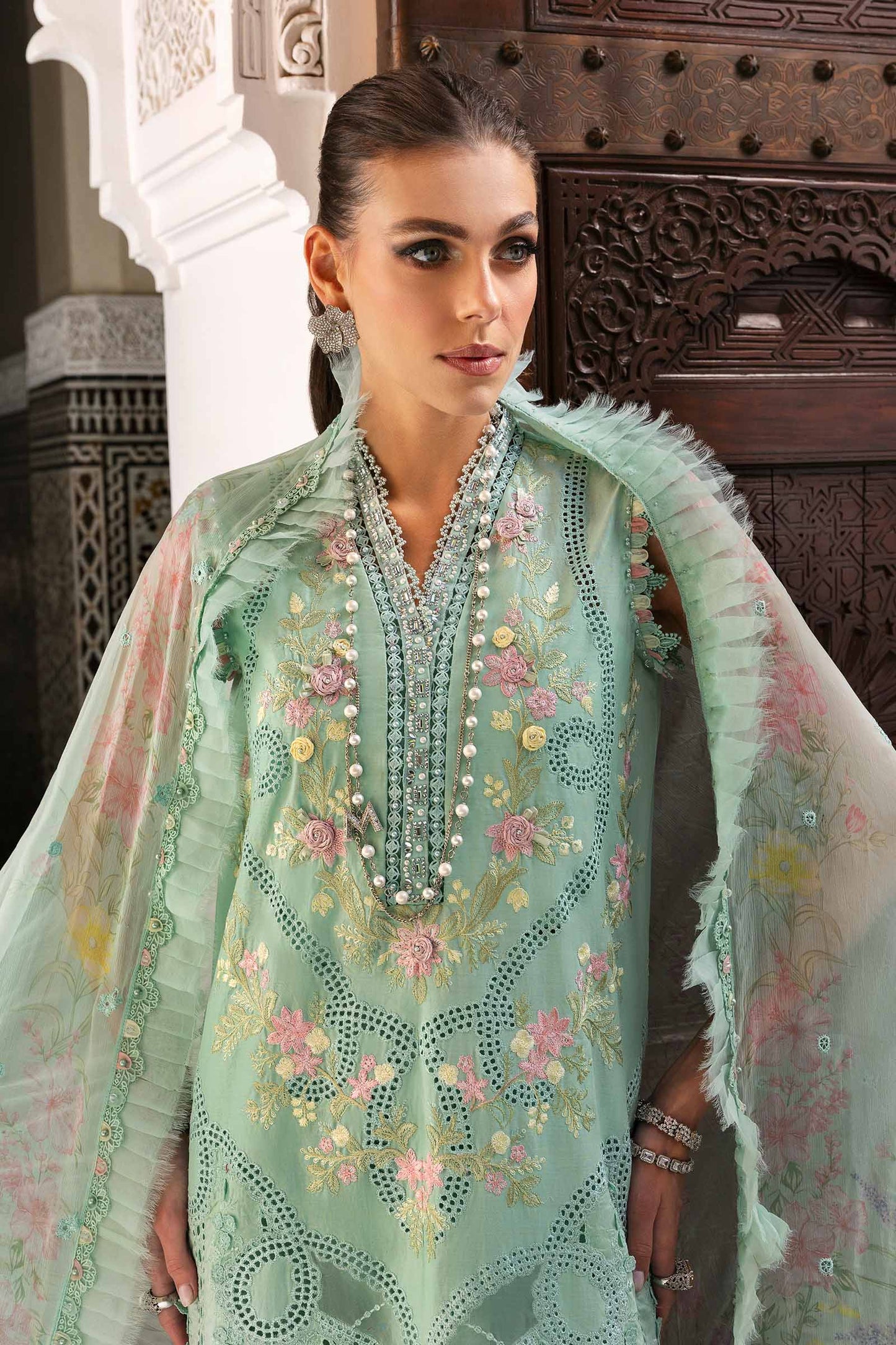 3 Piece Unstitched Embroidered Lawn Suit | D-2514-By Zeenat Zara