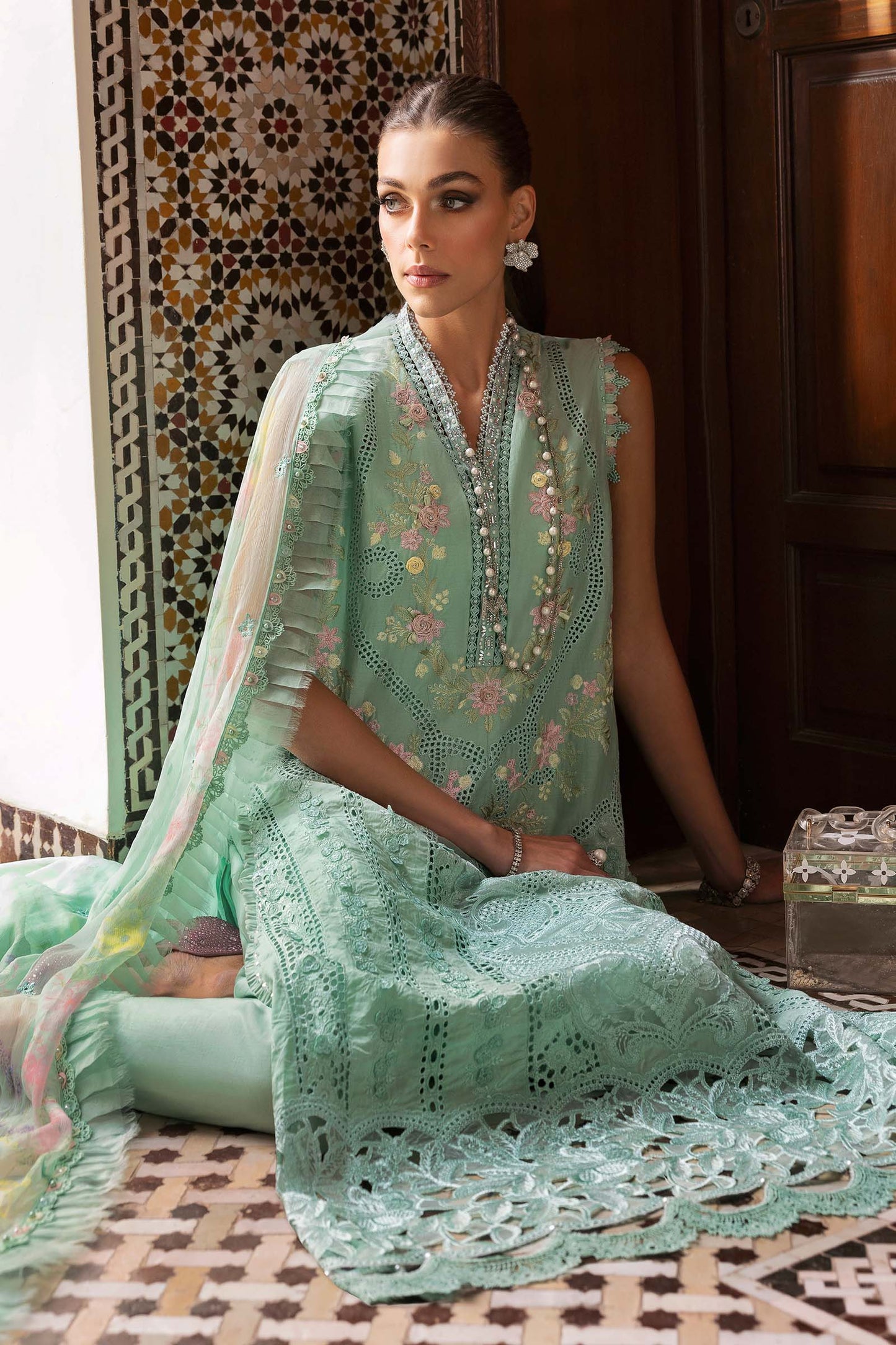 3 Piece Unstitched Embroidered Lawn Suit | D-2514-By Zeenat Zara