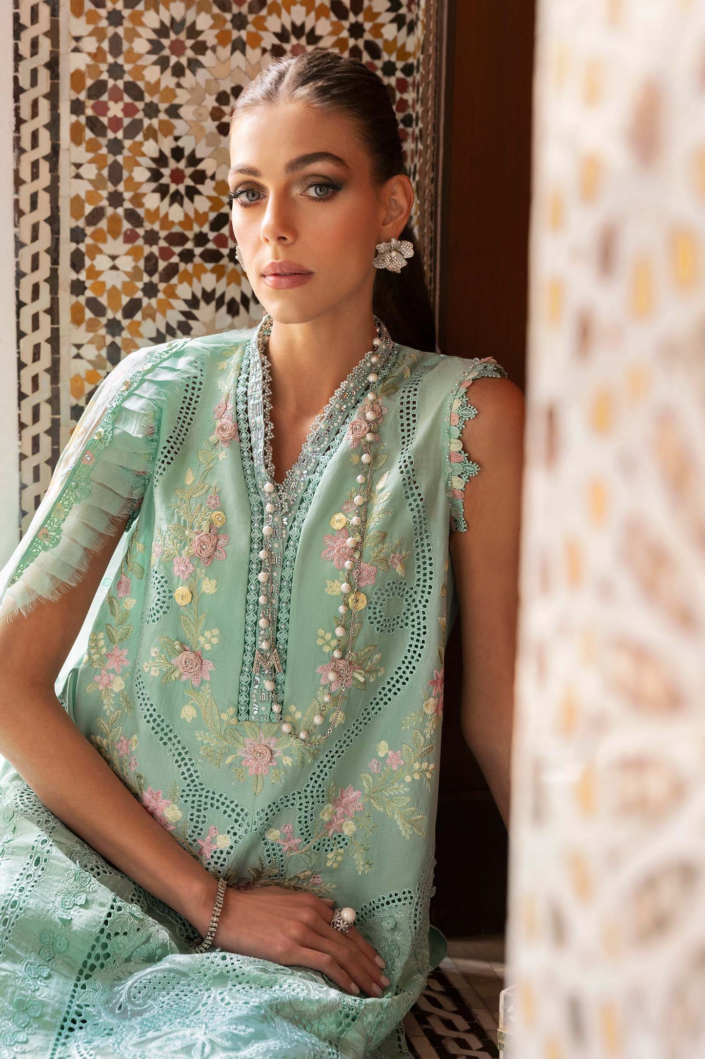 3 Piece Unstitched Embroidered Lawn Suit | D-2514-By Zeenat Zara