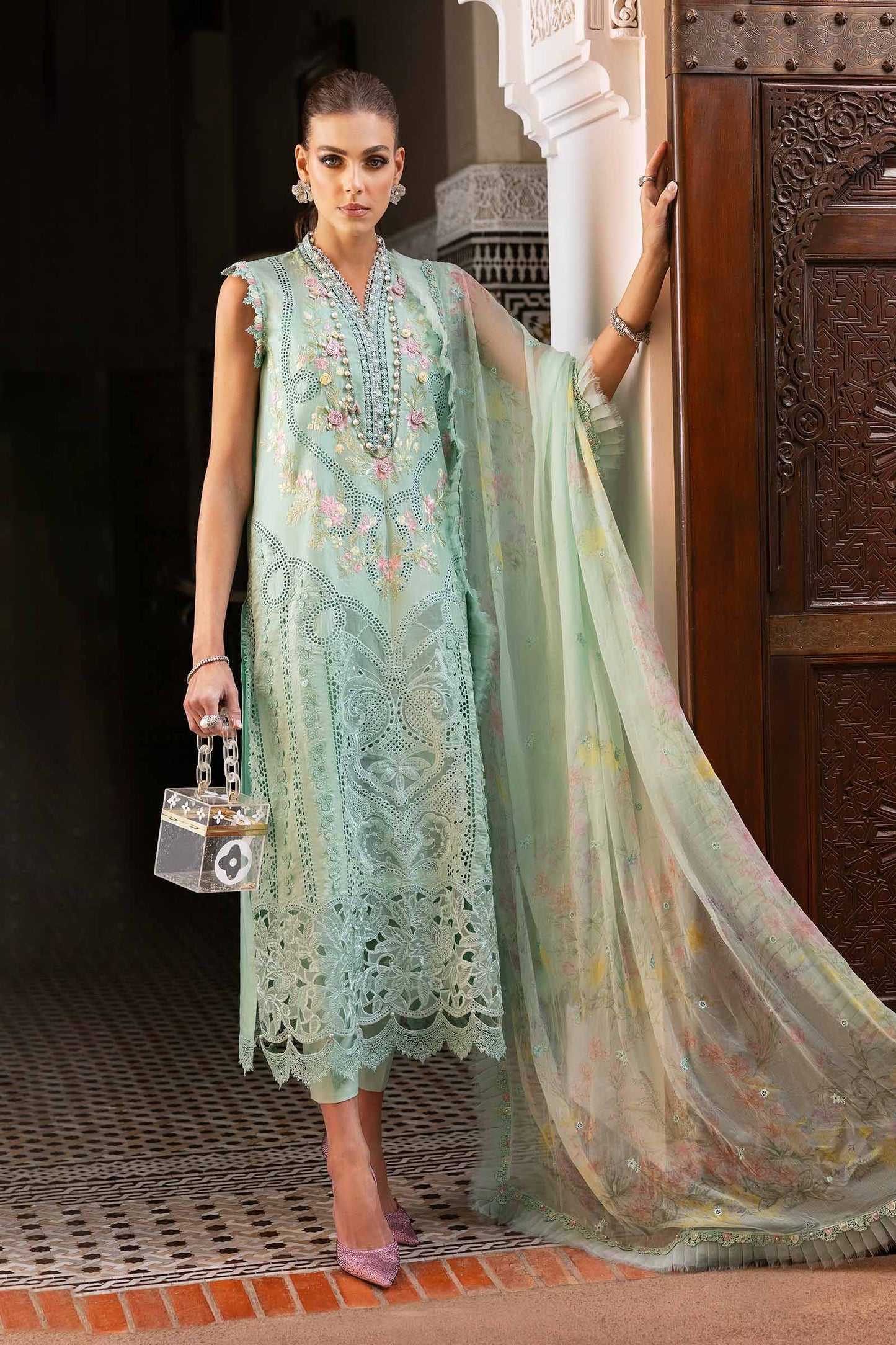 3 Piece Unstitched Embroidered Lawn Suit | D-2514-By Zeenat Zara