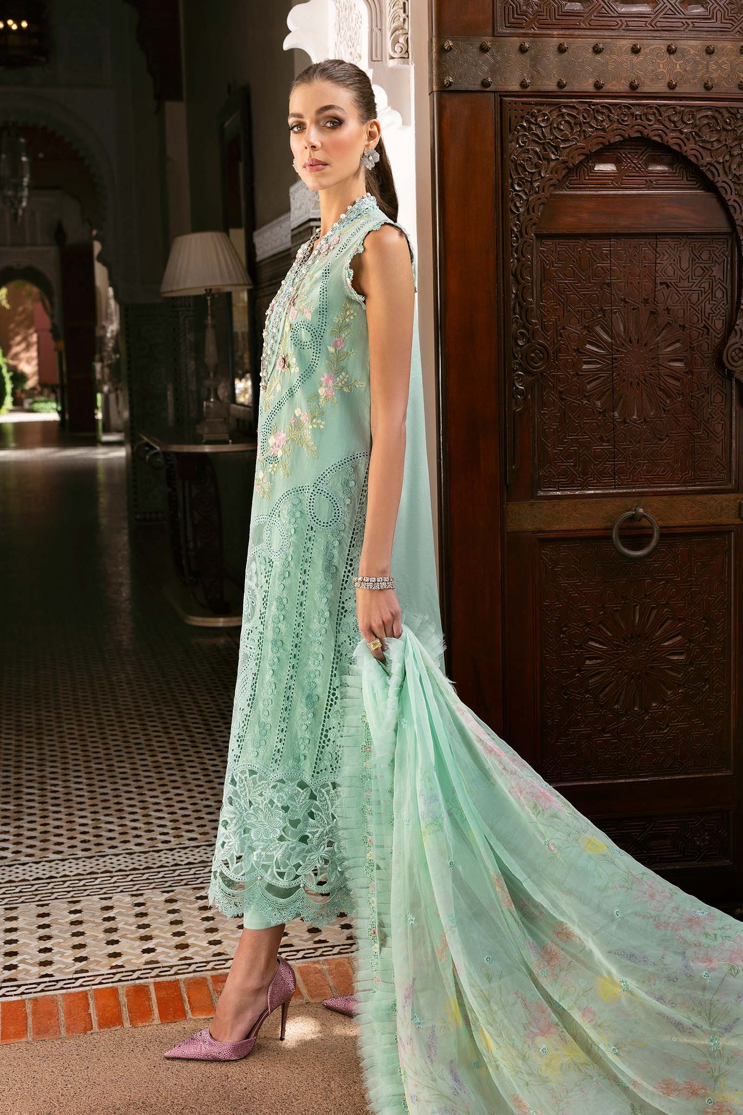 3 Piece Unstitched Embroidered Lawn Suit | D-2514-By Zeenat Zara