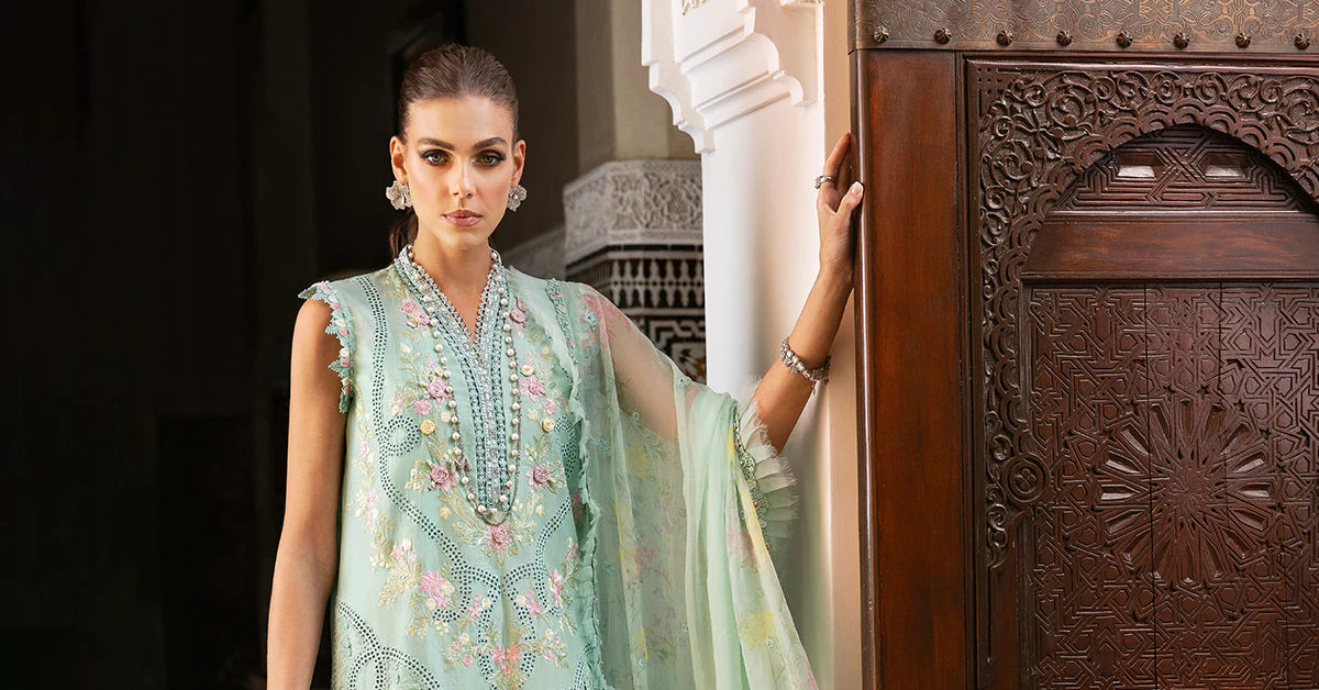 3 Piece Unstitched Embroidered Lawn Suit | D-2514-By Zeenat Zara