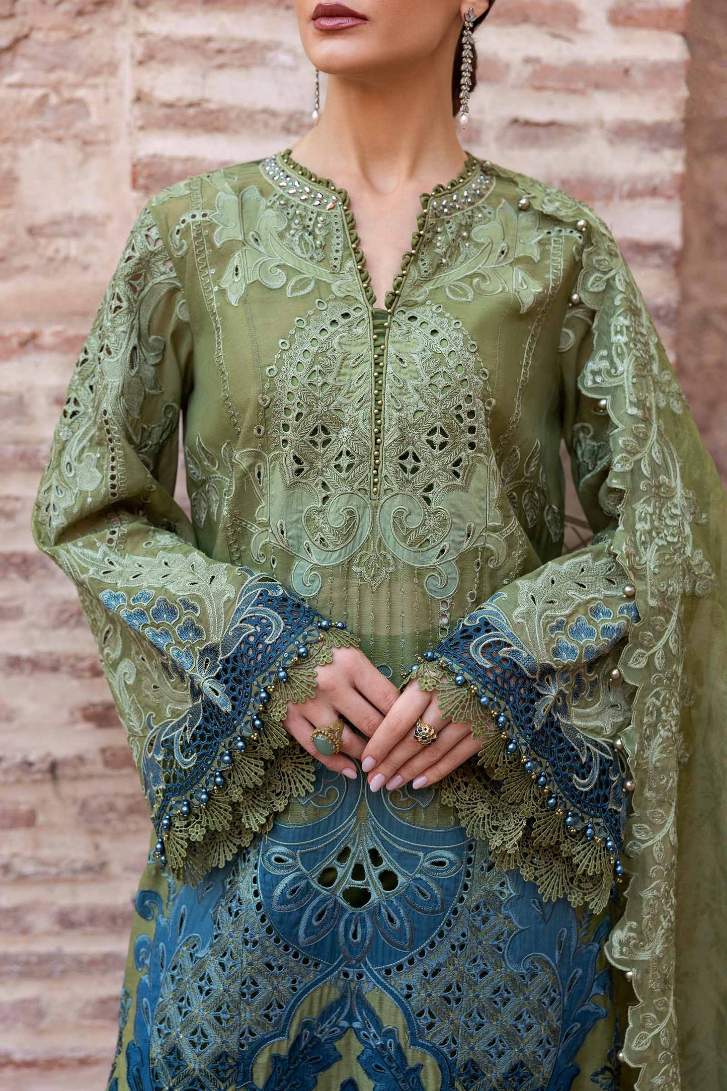 3 Piece Unstitched Embroidered Paper Cotton Suit | D-2501-By Zeenat Zara
