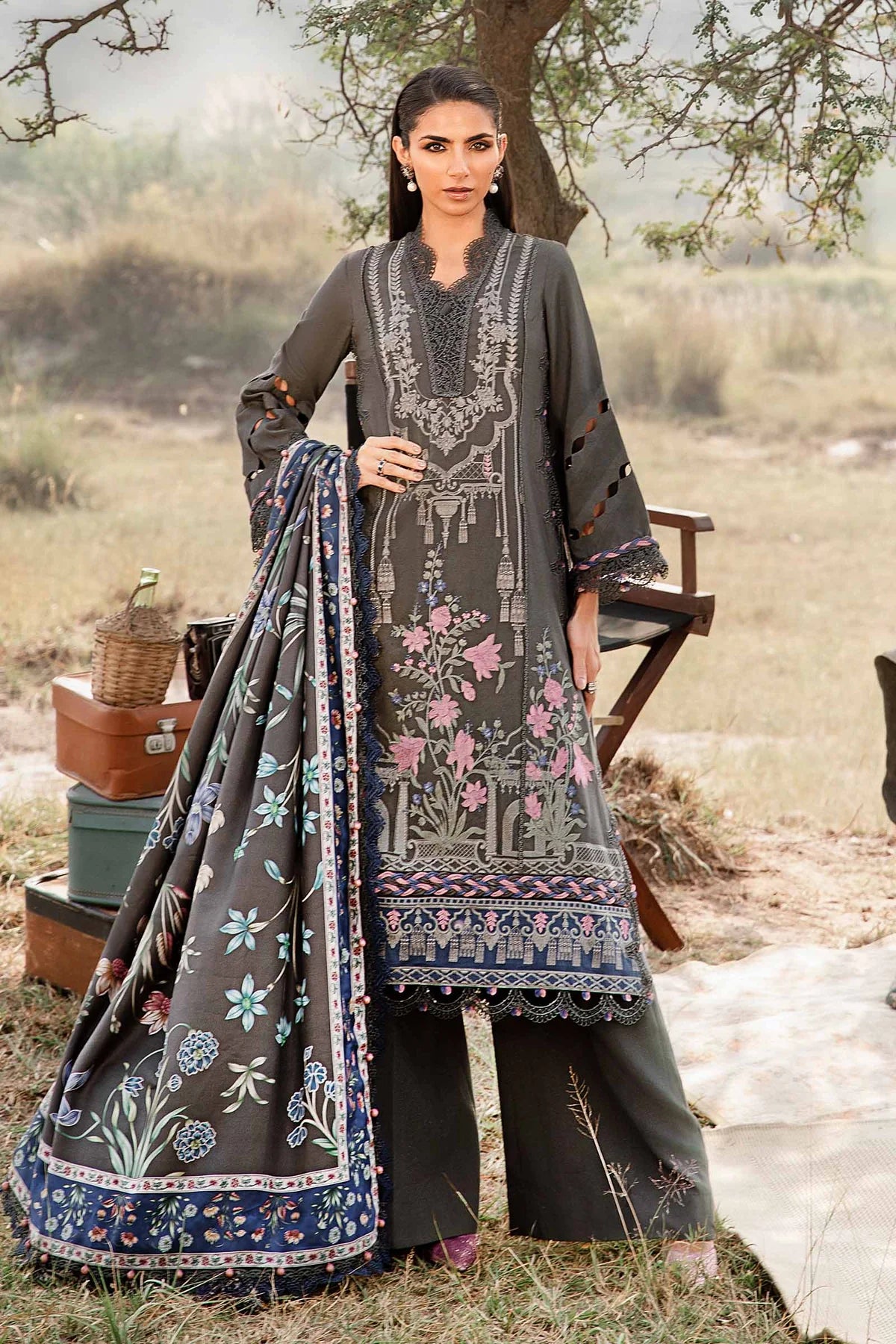3 Piece Unstitched Printed Linen Suit | Z.Z-2401-A