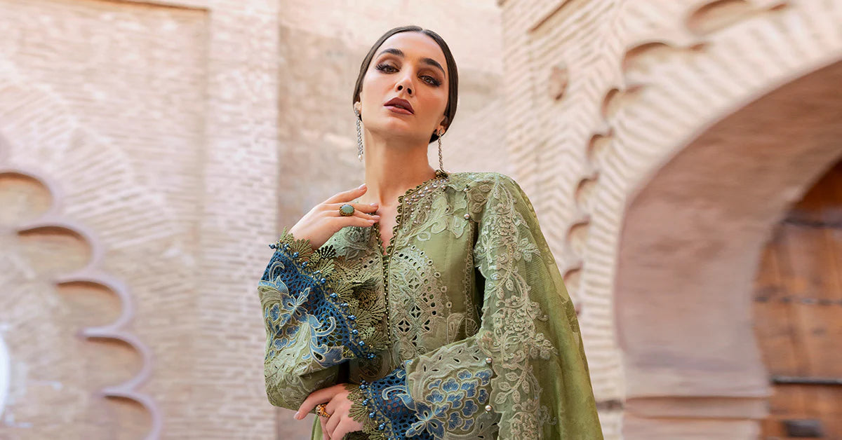 3 Piece Unstitched Embroidered Paper Cotton Suit | D-2501-By Zeenat Zara