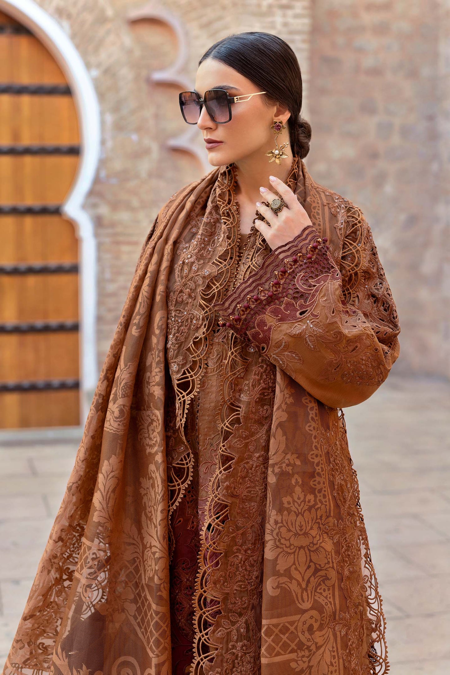 3 Piece Unstitched Embroidered Paper Cotton Suit | D-2501-By Zeenat Zara