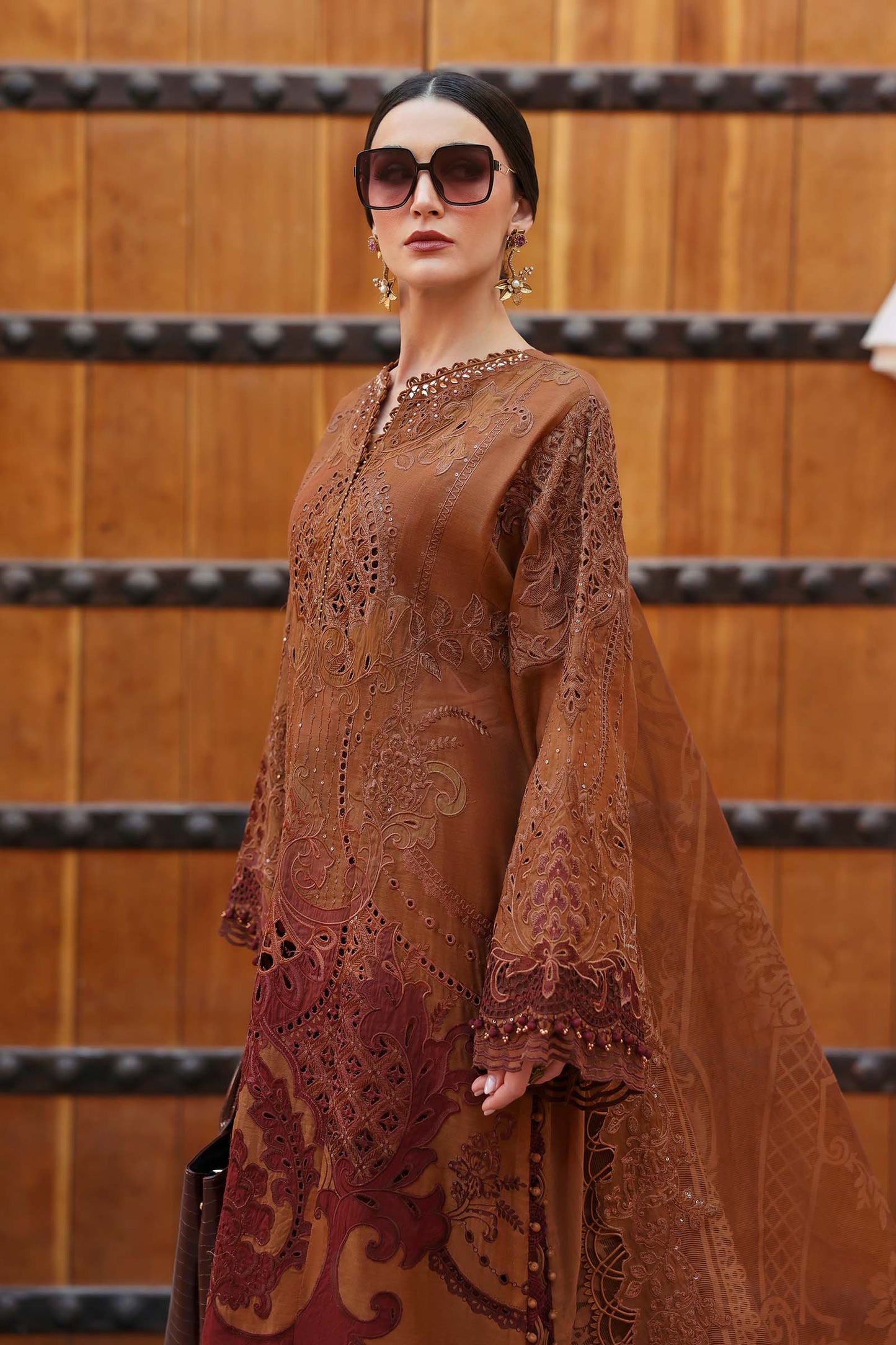 3 Piece Unstitched Embroidered Paper Cotton Suit | D-2501-By Zeenat Zara