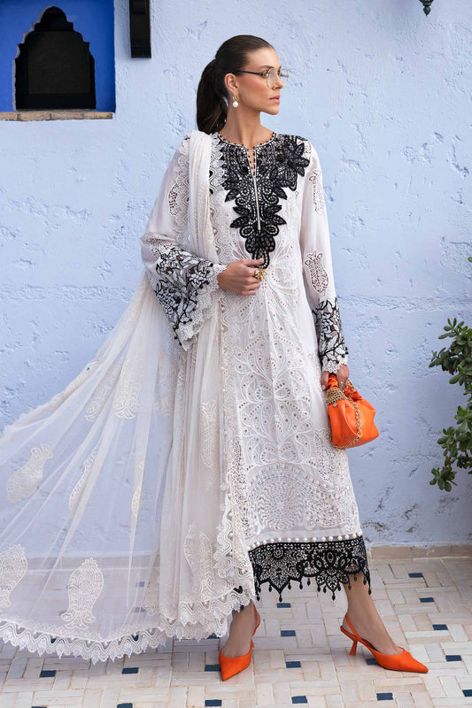 3 Piece Unstitched Embroidered Paper Cotton Suit | D-2505-By Zeenat Zara