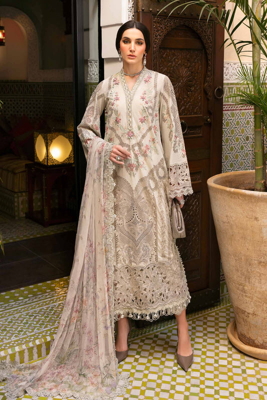 3 Piece Unstitched Embroidered Lawn Suit | D-2514-By Zeenat Zara