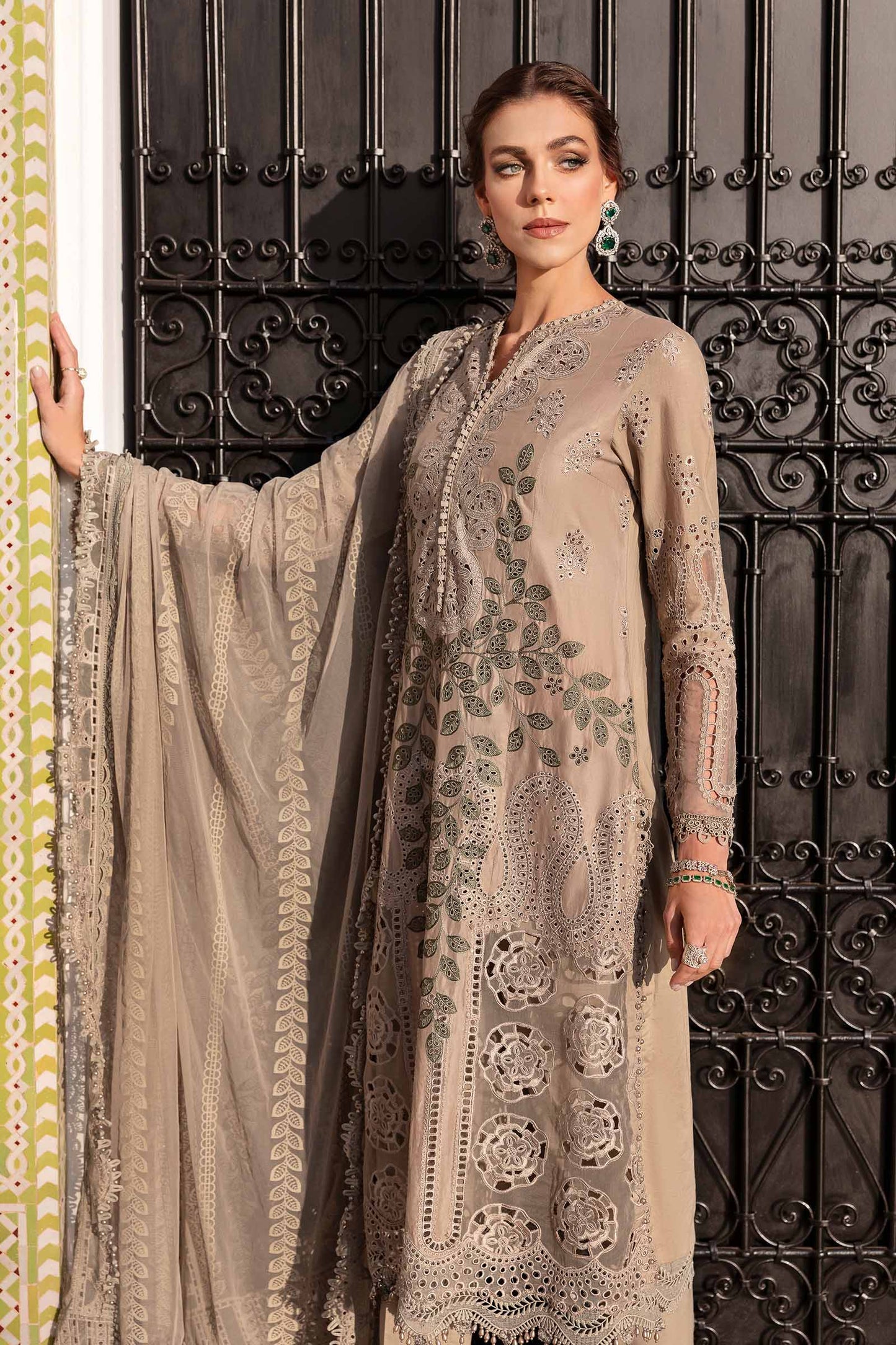 3 Piece Unstitched Embroidered Lawn Suit | D-2503-By Zeenat Zara
