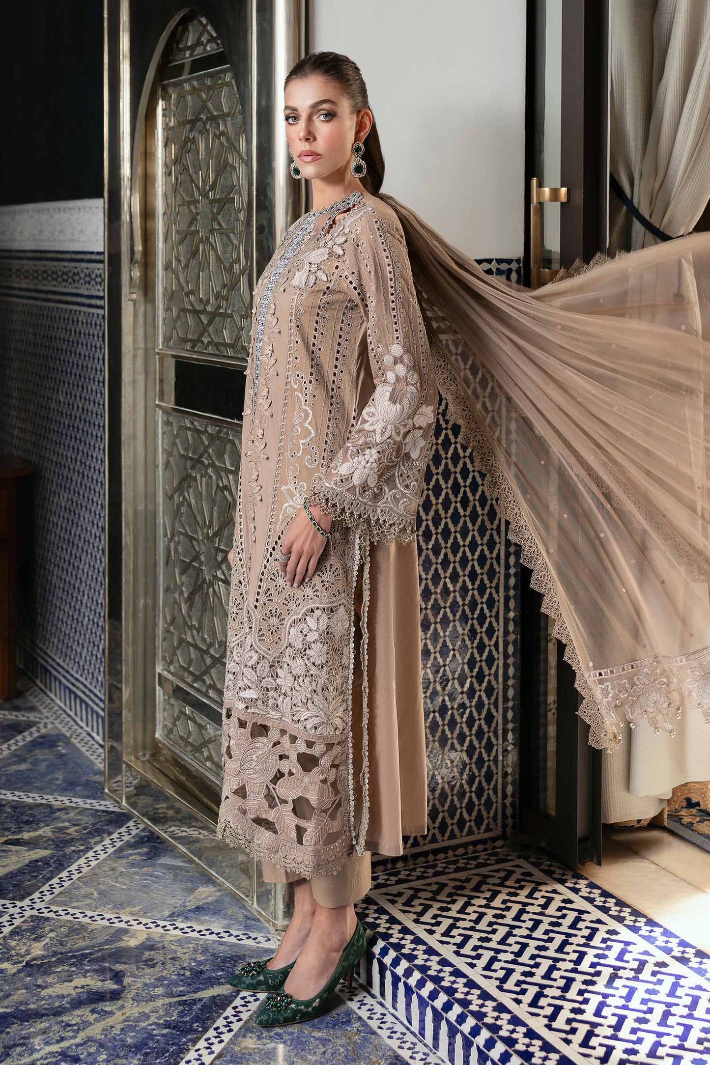 3 Piece Unstitched Embroidered Lawn Suit | D-2503-By Zeenat Zara