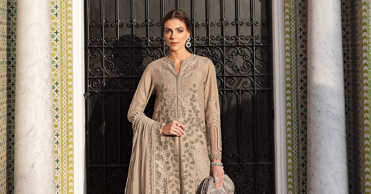 3 Piece Unstitched Embroidered Lawn Suit | D-2503-By Zeenat Zara
