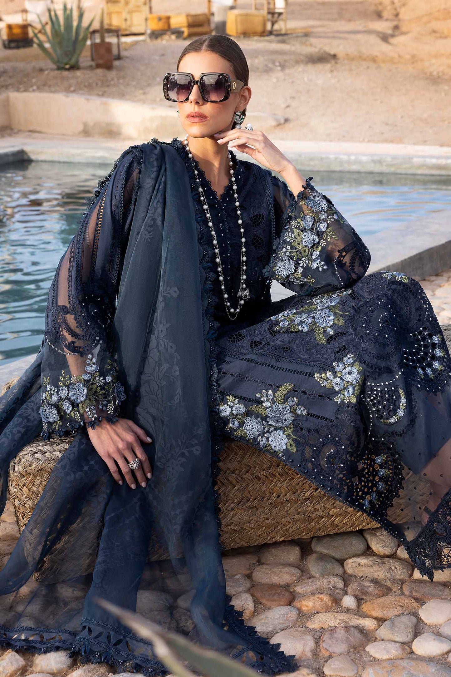 3 Piece Unstitched Embroidered Lawn Suit | D-2504-By Zeenat Zara