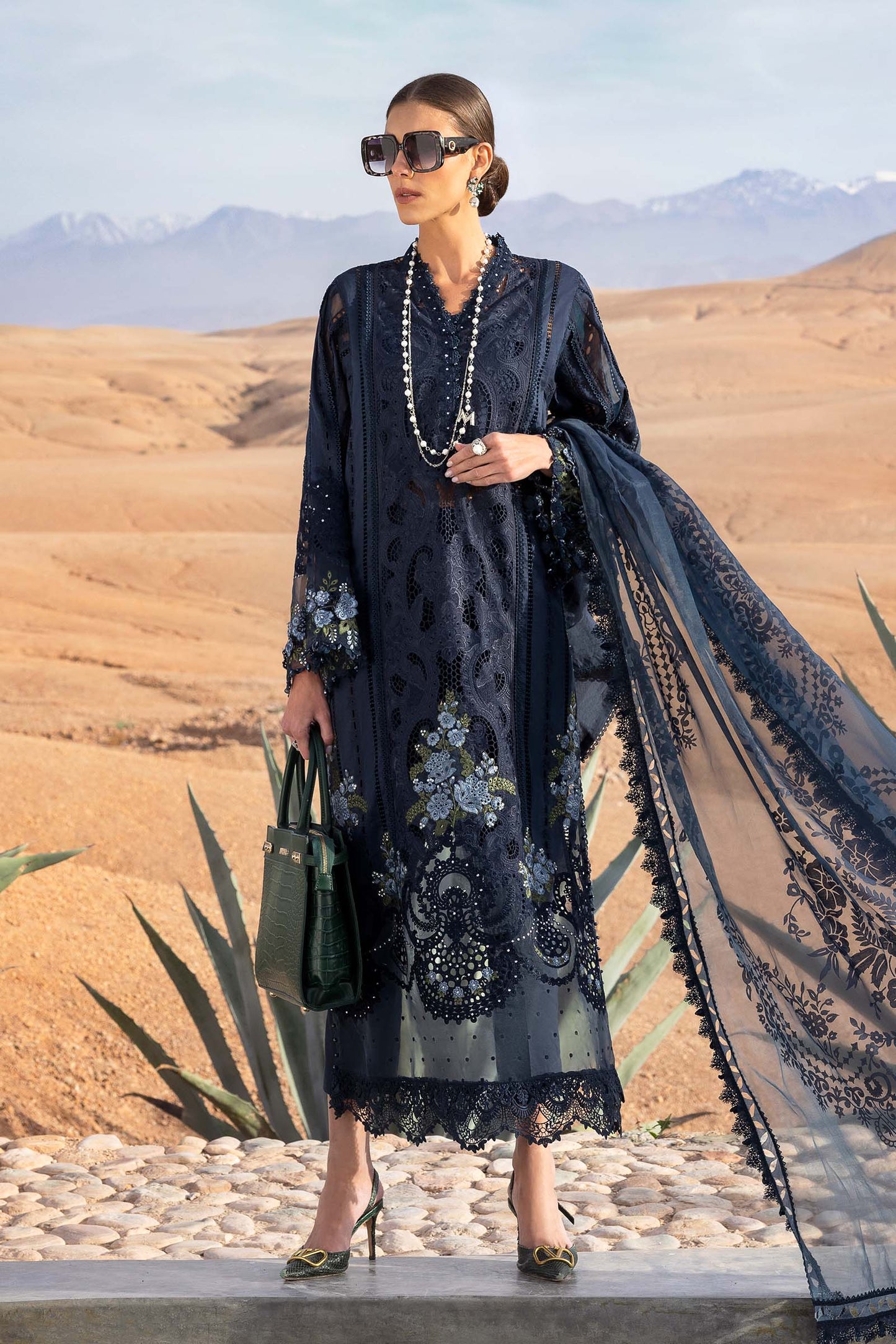 3 Piece Unstitched Embroidered Lawn Suit | D-2504-By Zeenat Zara