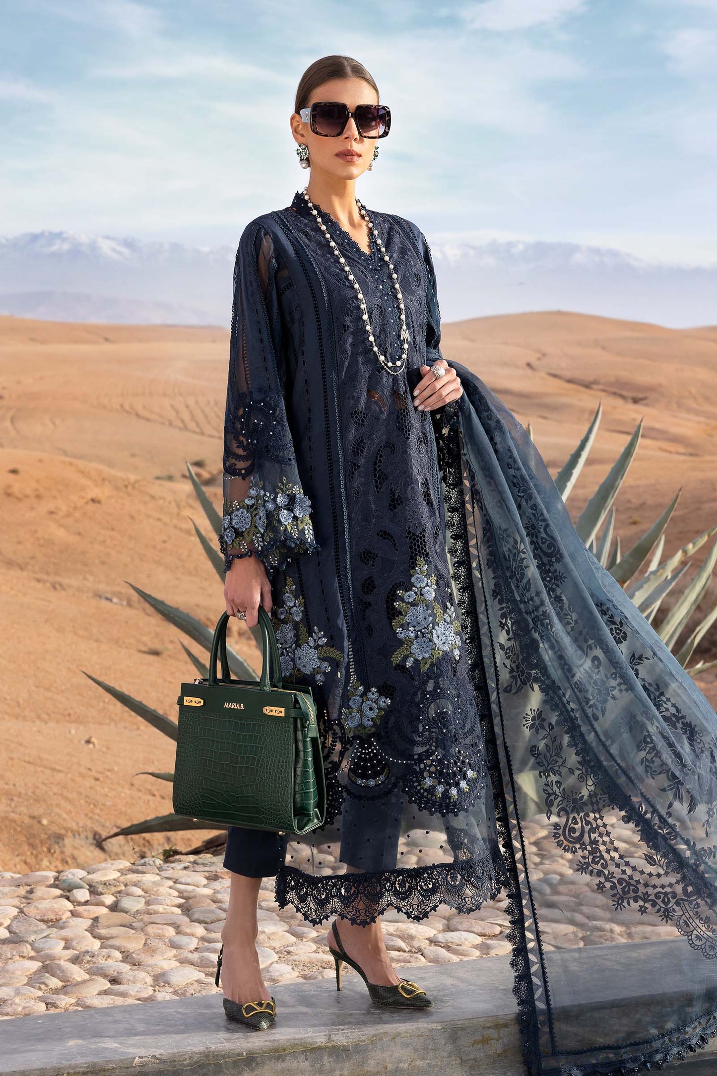 3 Piece Unstitched Embroidered Lawn Suit | D-2504-By Zeenat Zara