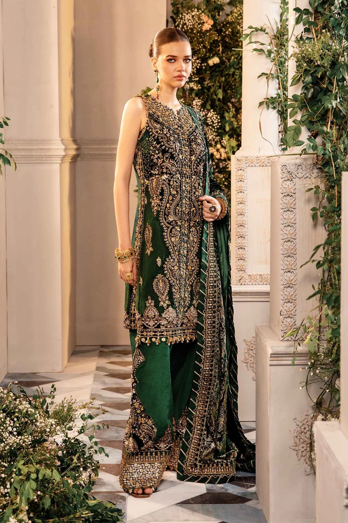 3 Piece Unstitched Embroidered Organza Suit | BD-290