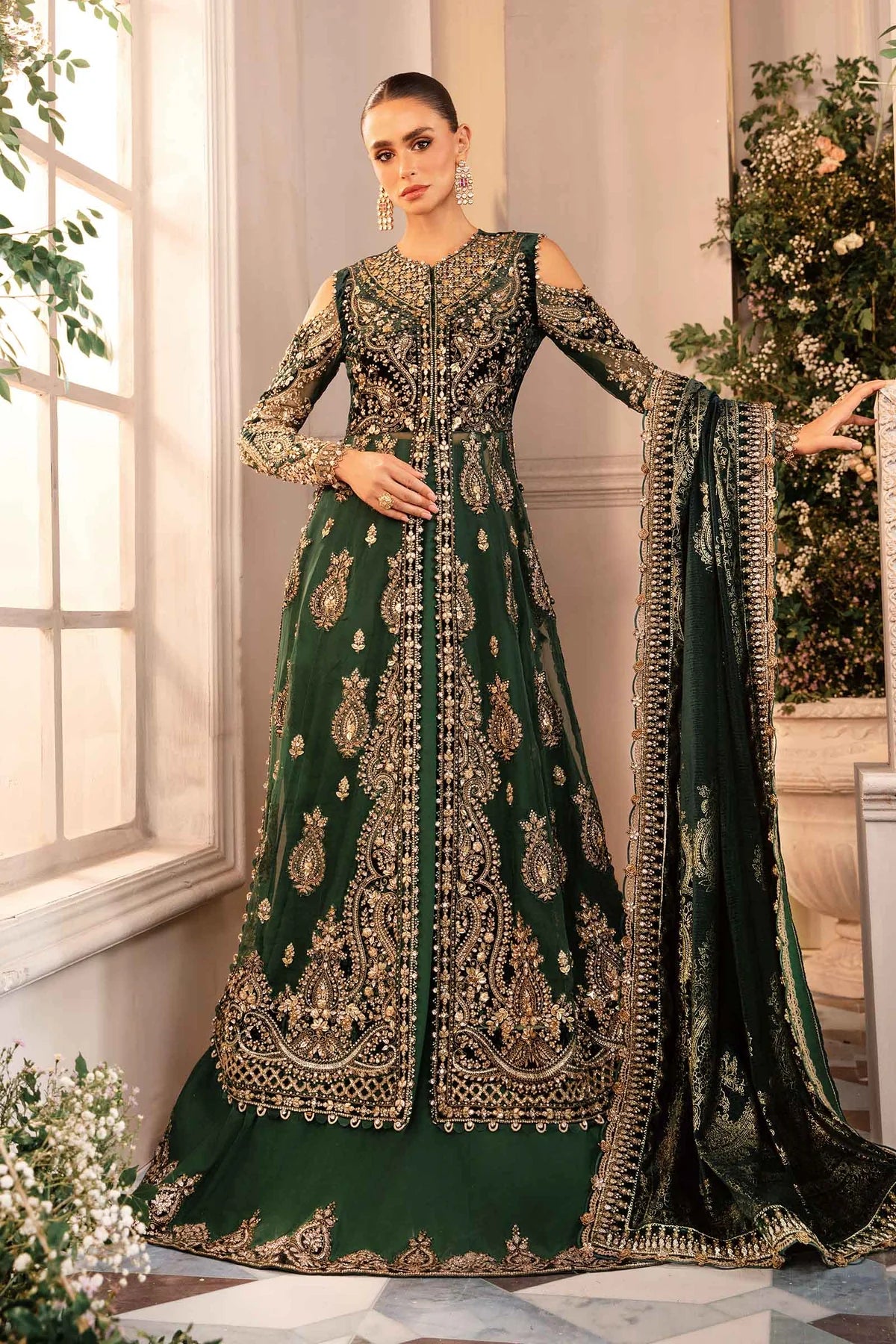 3 Piece Unstitched Embroidered Organza Suit | BD-290