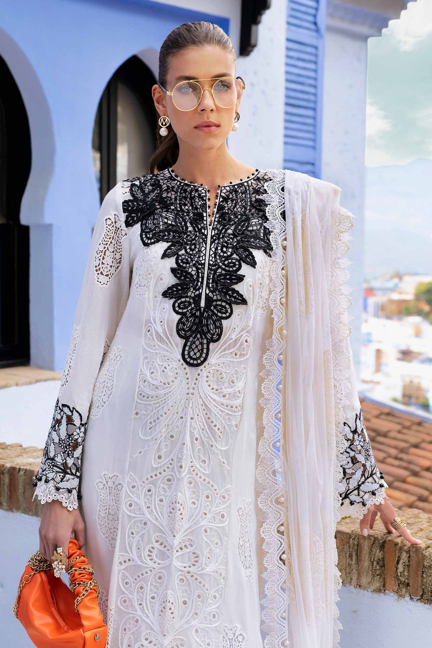 3 Piece Unstitched Embroidered Paper Cotton Suit | D-2505-By Zeenat Zara