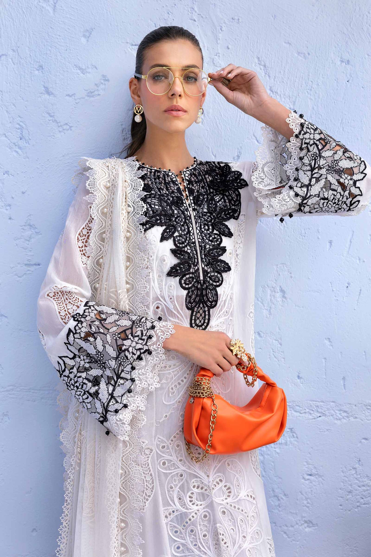 3 Piece Unstitched Embroidered Paper Cotton Suit | D-2505-By Zeenat Zara