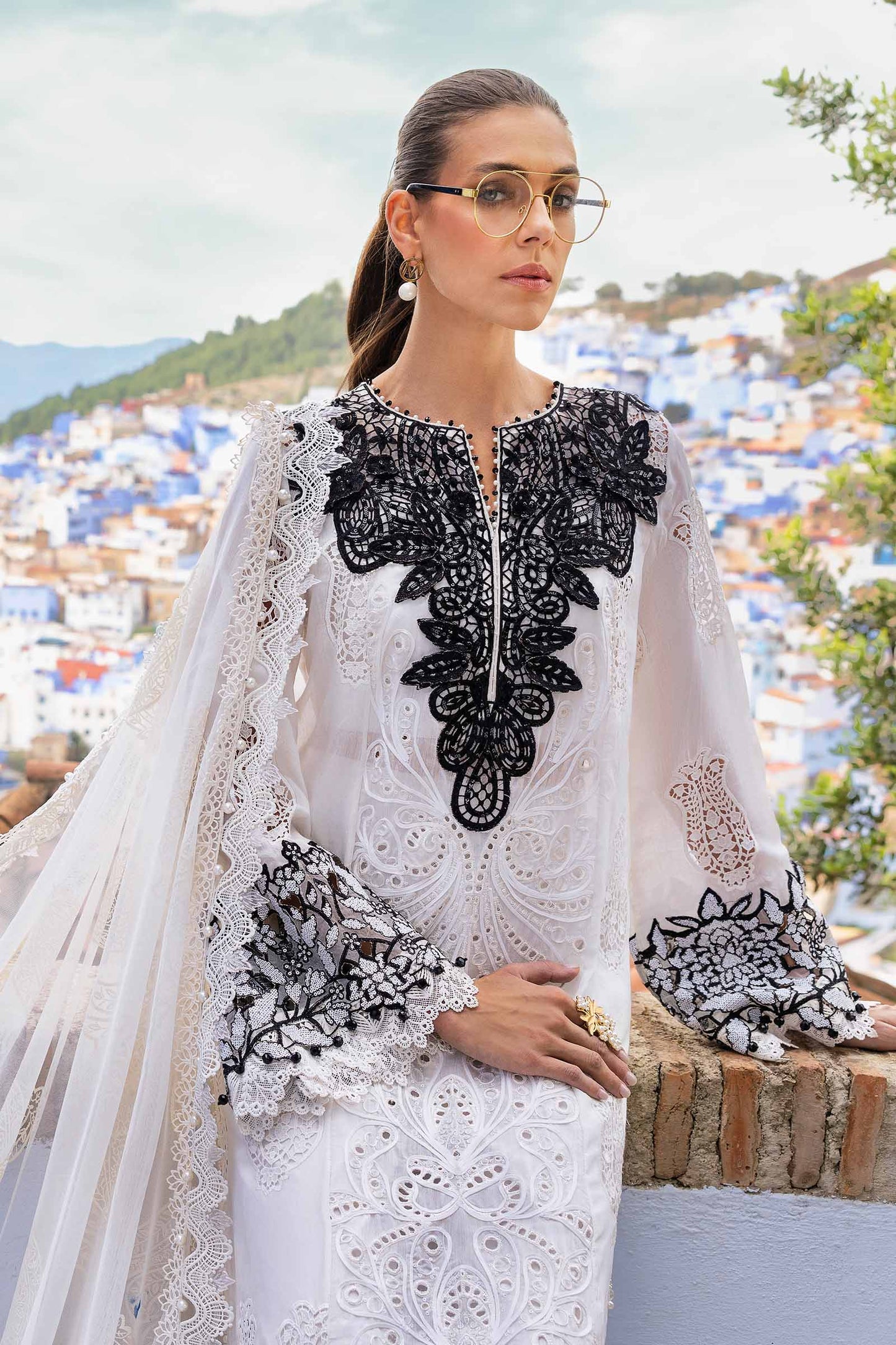 3 Piece Unstitched Embroidered Paper Cotton Suit | D-2505-By Zeenat Zara