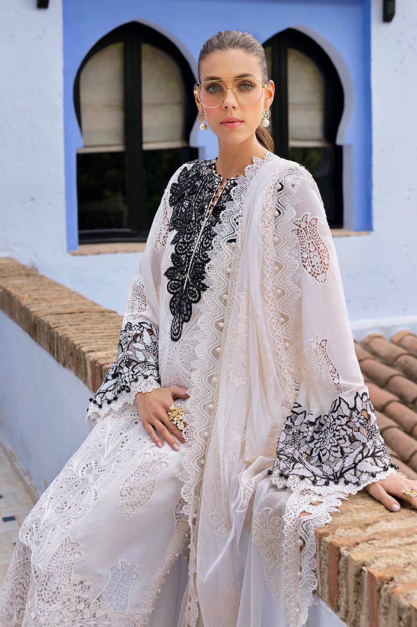 3 Piece Unstitched Embroidered Paper Cotton Suit | D-2505-By Zeenat Zara