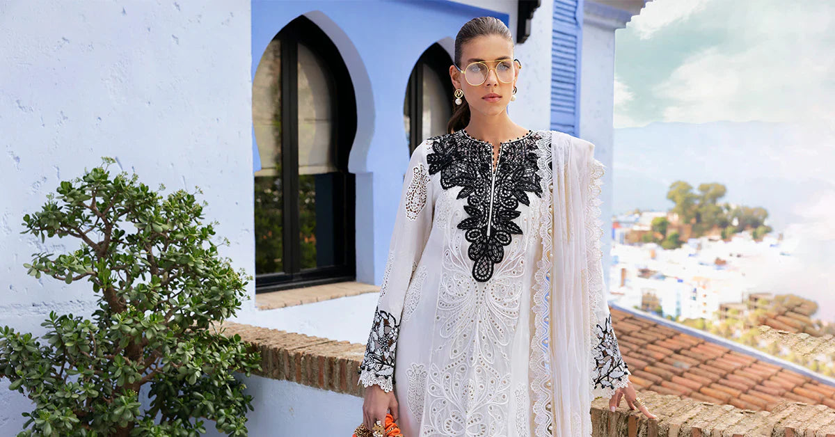 3 Piece Unstitched Embroidered Paper Cotton Suit | D-2505-By Zeenat Zara