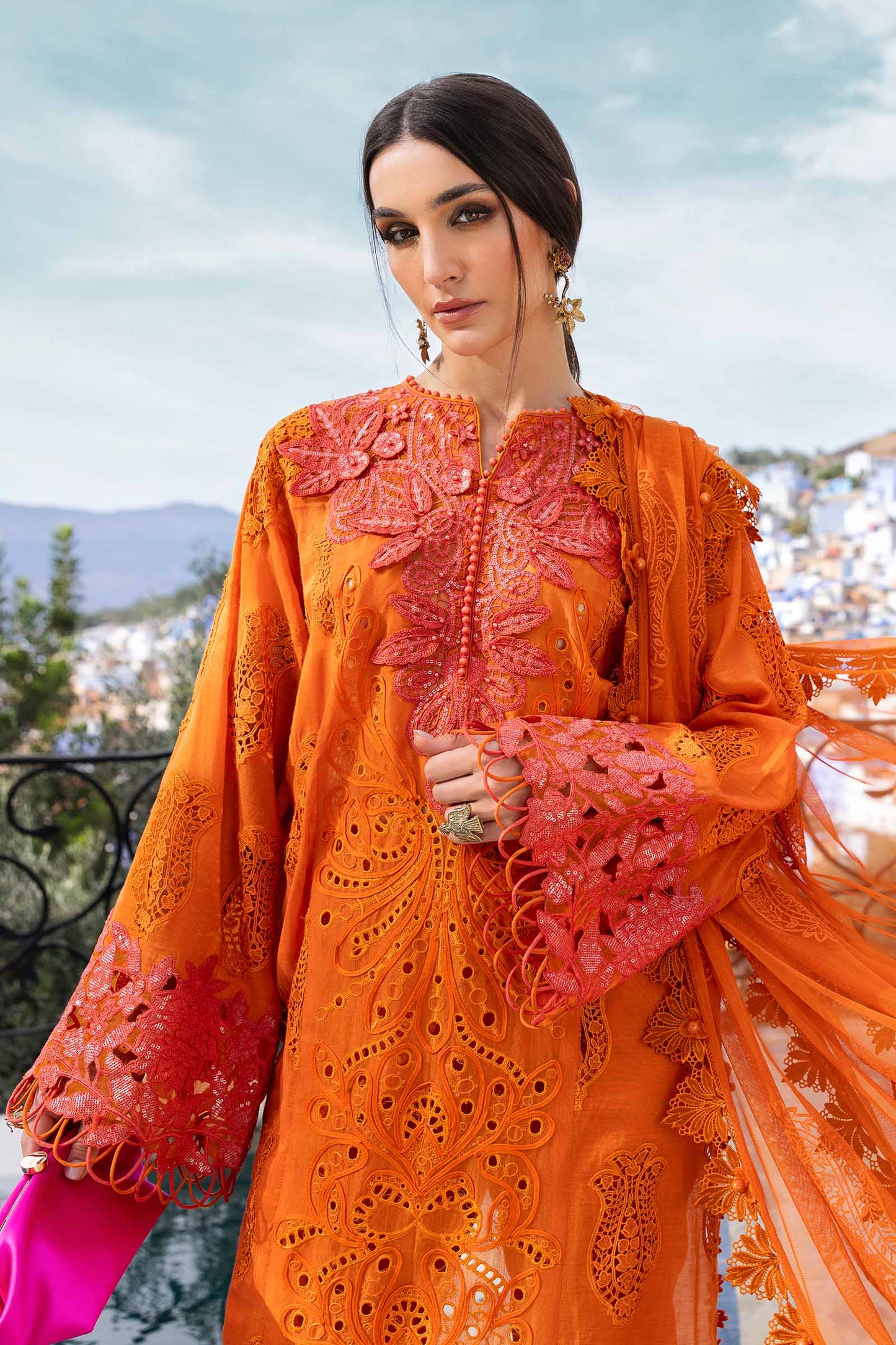 3 Piece Unstitched Embroidered Paper Cotton Suit | D-2505-By Zeenat Zara