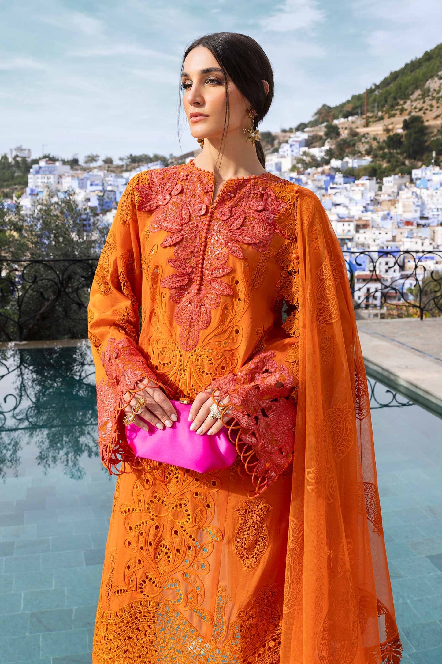 3 Piece Unstitched Embroidered Paper Cotton Suit | D-2505-By Zeenat Zara