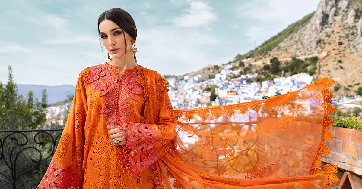3 Piece Unstitched Embroidered Paper Cotton Suit | D-2505-By Zeenat Zara