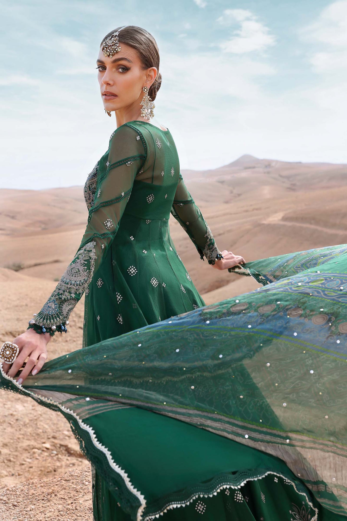 3 Piece Unstitched Embroidered Net Suit | D-2507-By Zeenat Zara