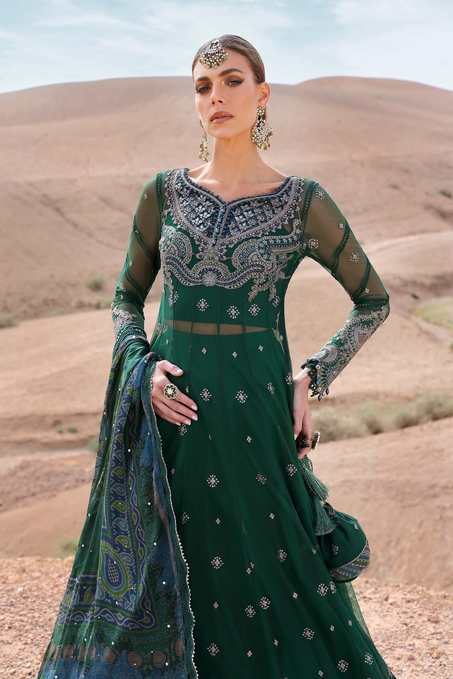 3 Piece Unstitched Embroidered Net Suit | D-2507-By Zeenat Zara