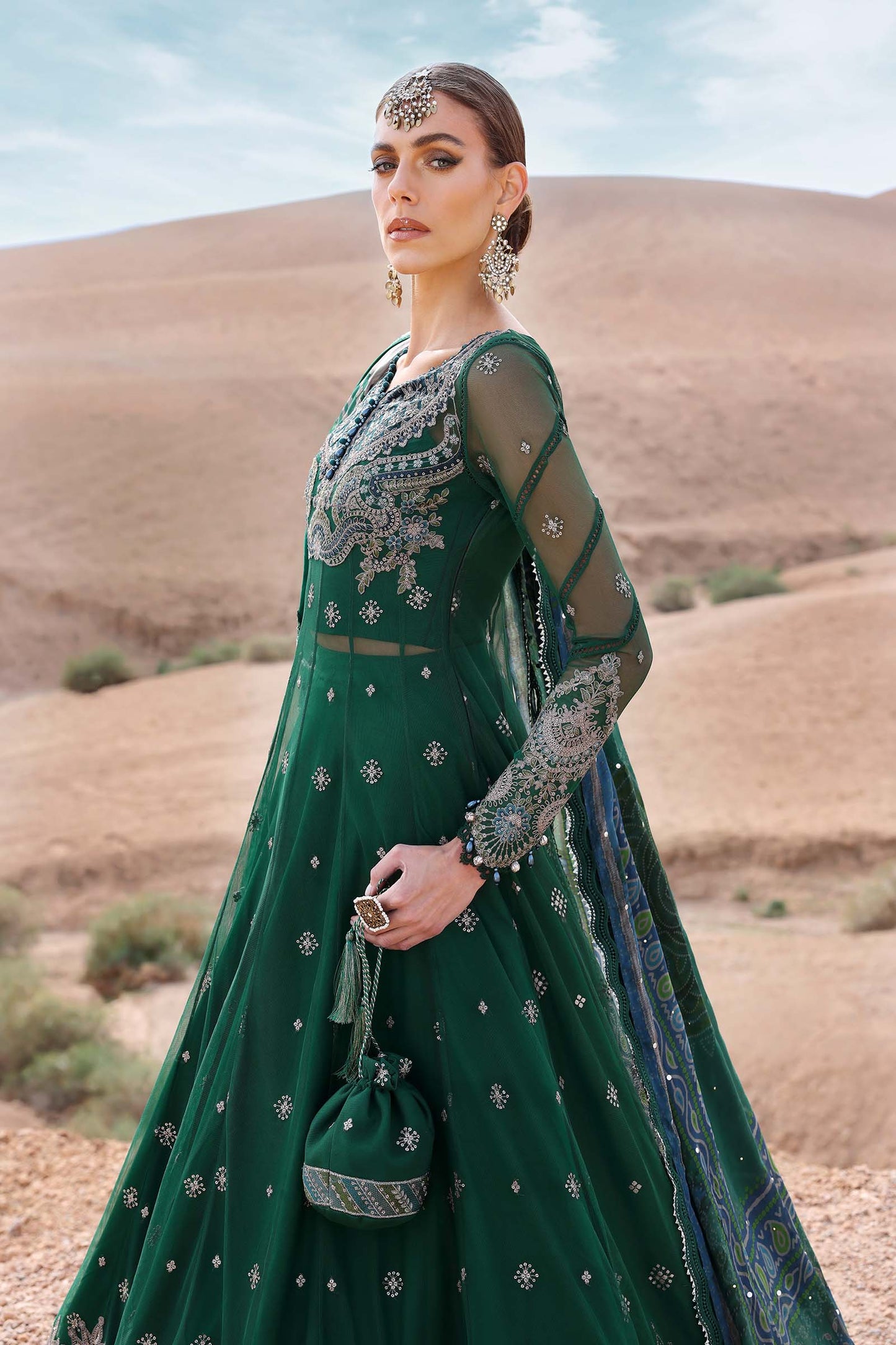 3 Piece Unstitched Embroidered Net Suit | D-2507-By Zeenat Zara