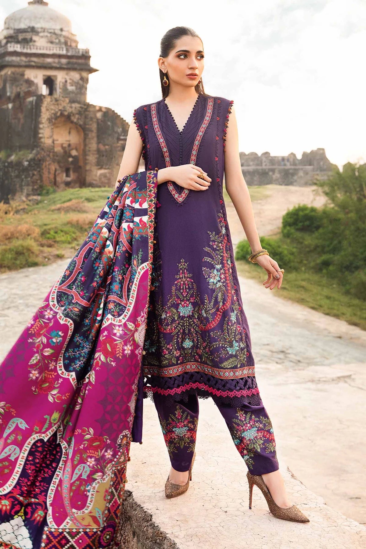 3 Piece Unstitched Printed Linen Suit | Z.Z-2402-A