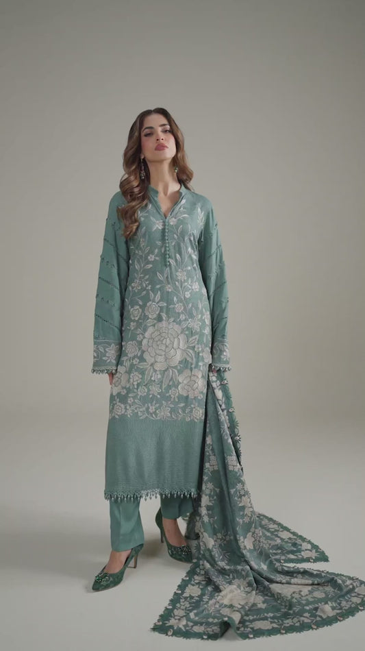 3 Piece Unstitched Printed Linen Suit | Z.Z-2408-A